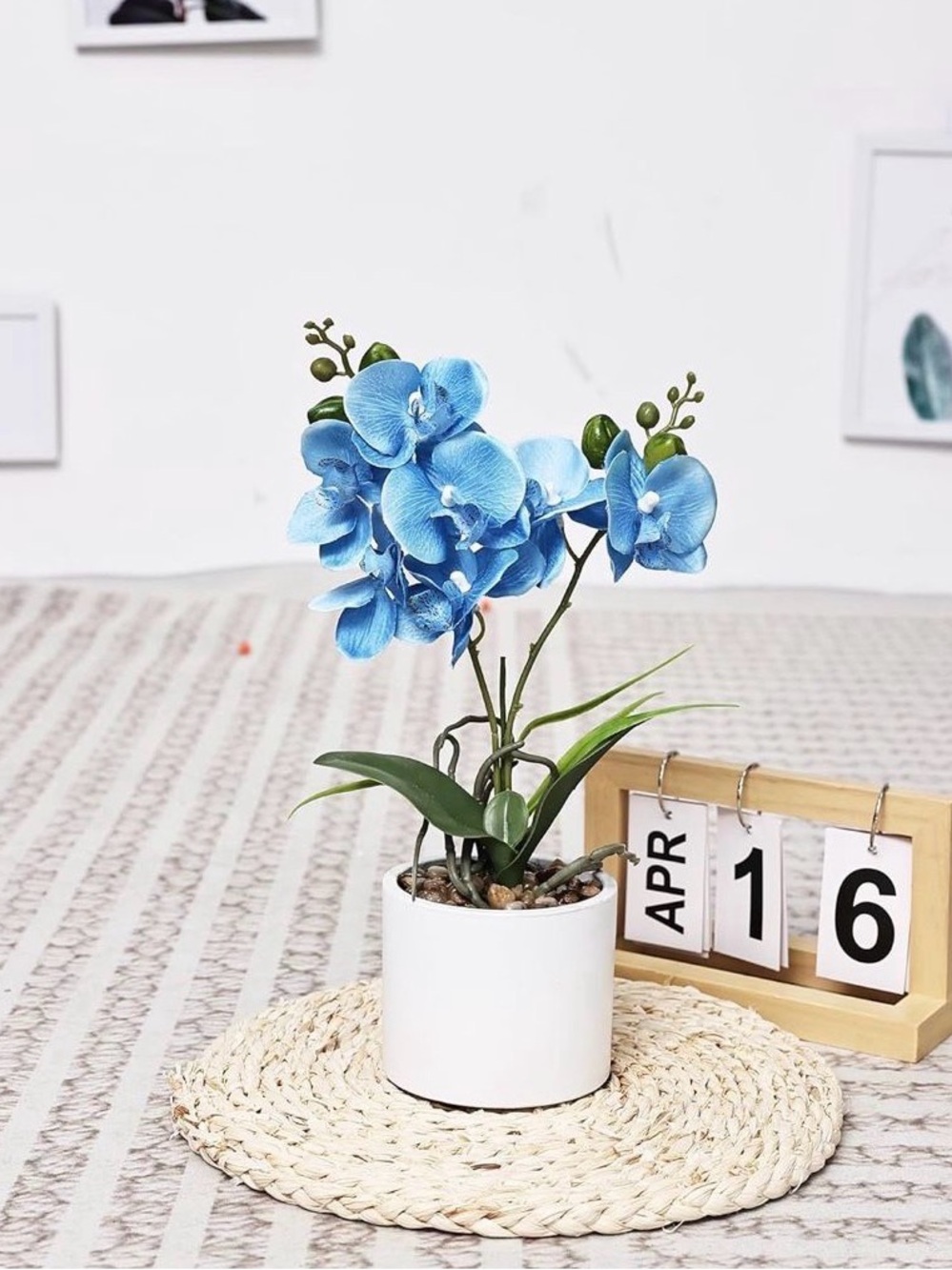 💙✨ NWT Ceramic Vase Artificial Orchid Bonsai – 14.5” Blue Phalaenopsis Décor 💙🏡 - Picture 4 of 10